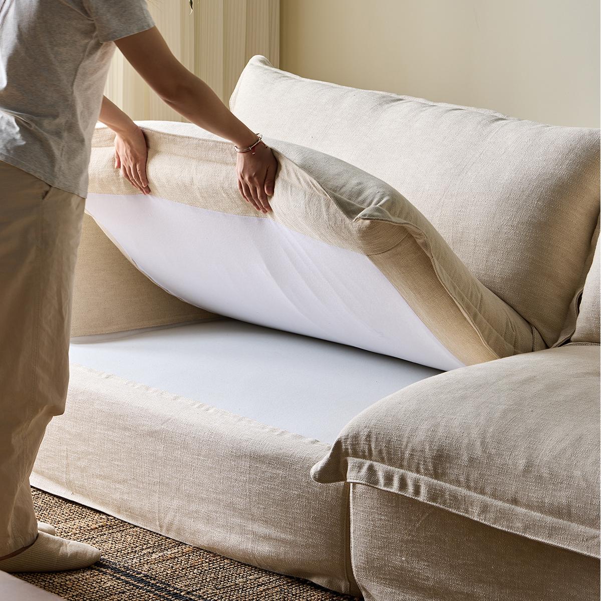 Ignazio Washable natural linen fabric straight sofa