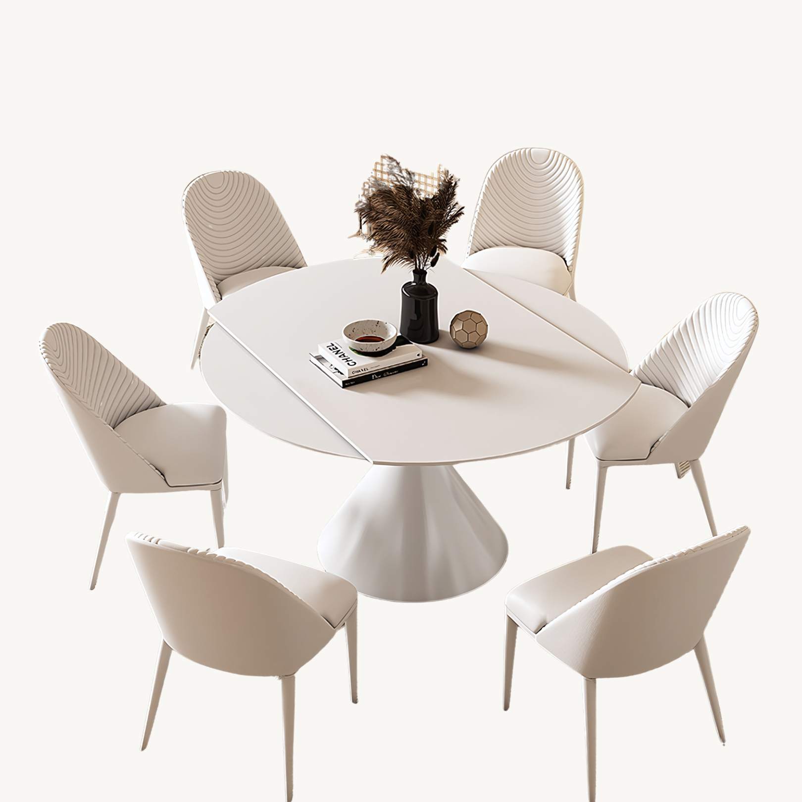 Dejove Extendable sintered stone round dining set