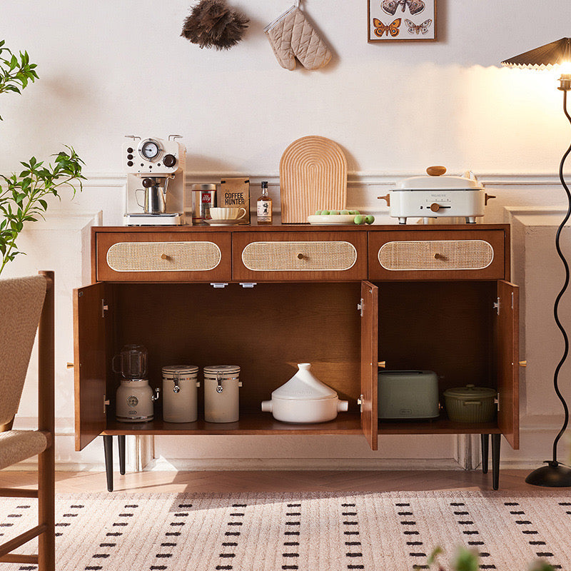 Sanie Ash wood natural rattan sideboard