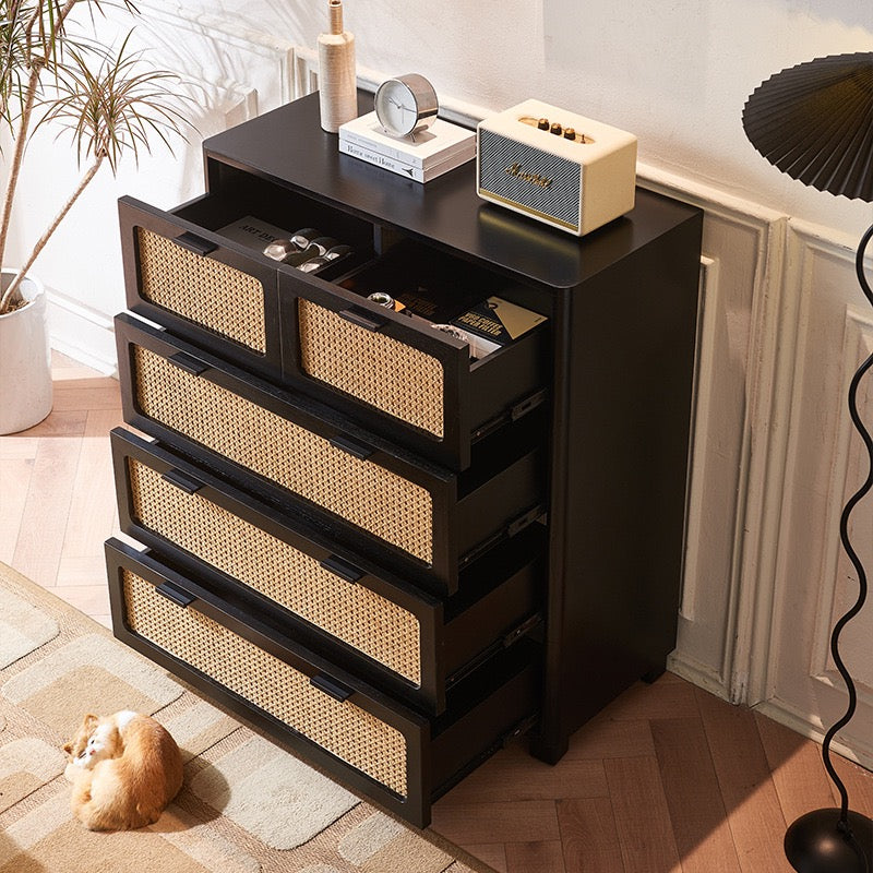 Aritilan Ash wood natural rattan chest of drawers