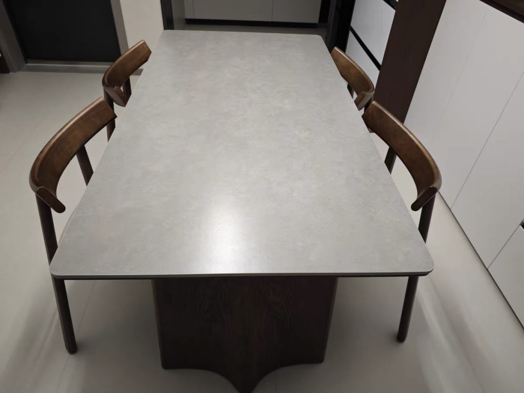 Yaleo  Sintered stone solid wood rectangular dining table