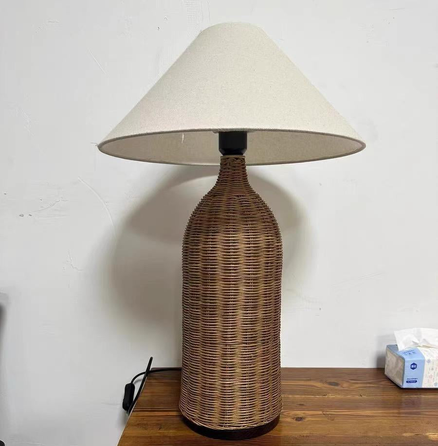Ermise Natural rattan solid wood lamp-A