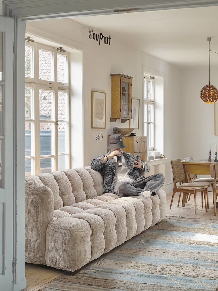 Enza Fabric one-piece straight sofa