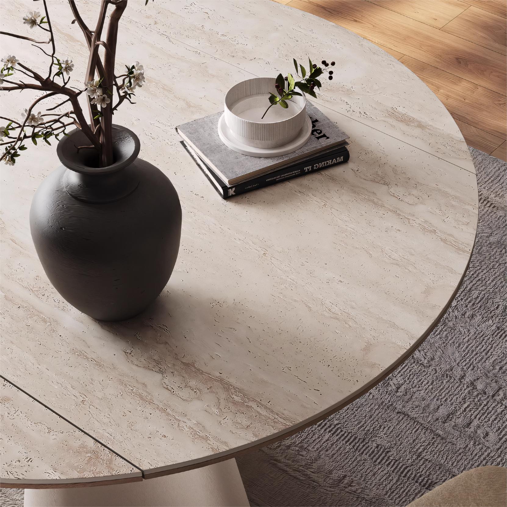 Gelie Transformable sintered stone round dining set