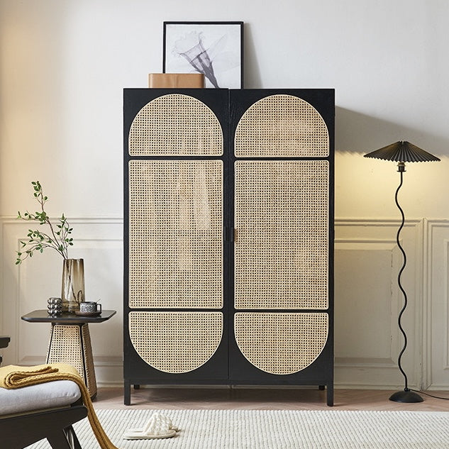 Henova Ash wood natural rattan wardrobe