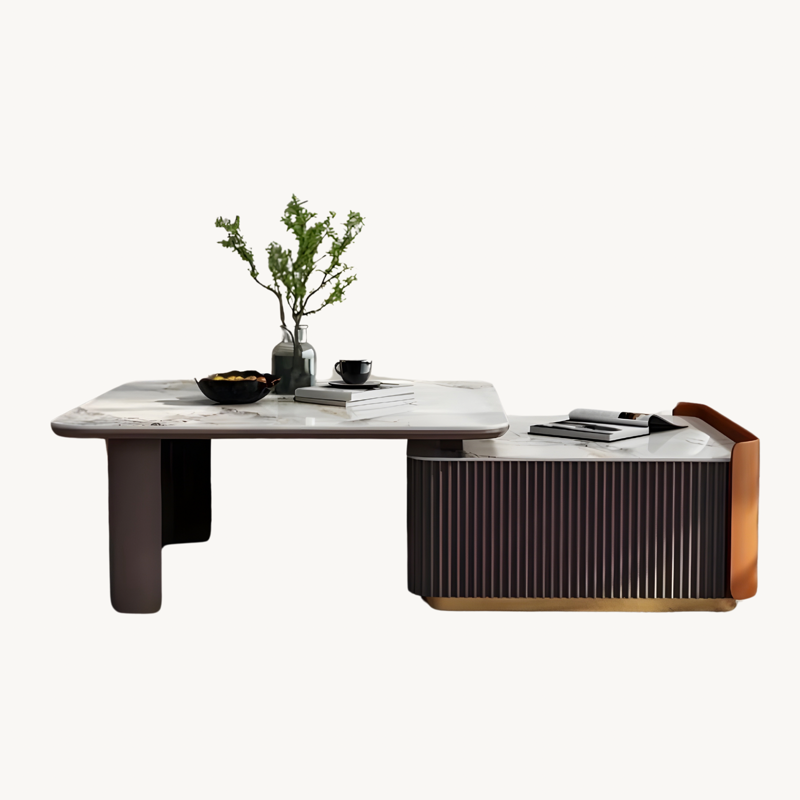 Evanes Foldable retractable square sintered stone coffee table
