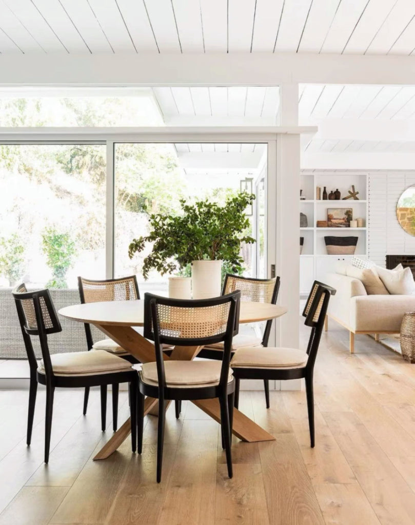 Quinie 2pcs ash wood natural rattan dining chairs