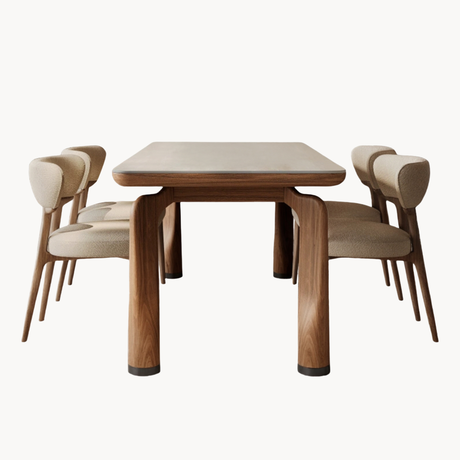 Keinn Solid wood sintered stone rectangular dining set