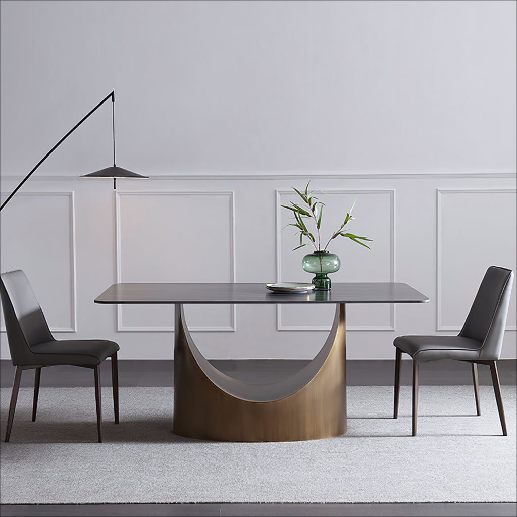 Unim Carbon steel bronze base sintered stone rectangular table