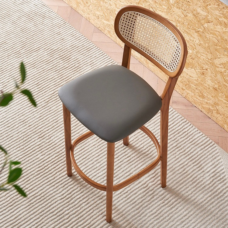 Dorean 2pcs Ash wood natural rattan high chair dining chair