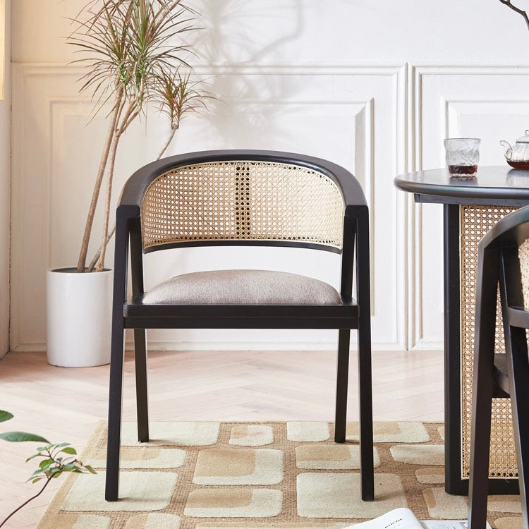 Tagi 2 pcs ash wood natural rattan dining chairs