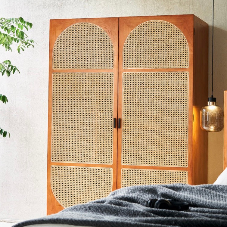Froline Ash wood natural rattan wardrobe