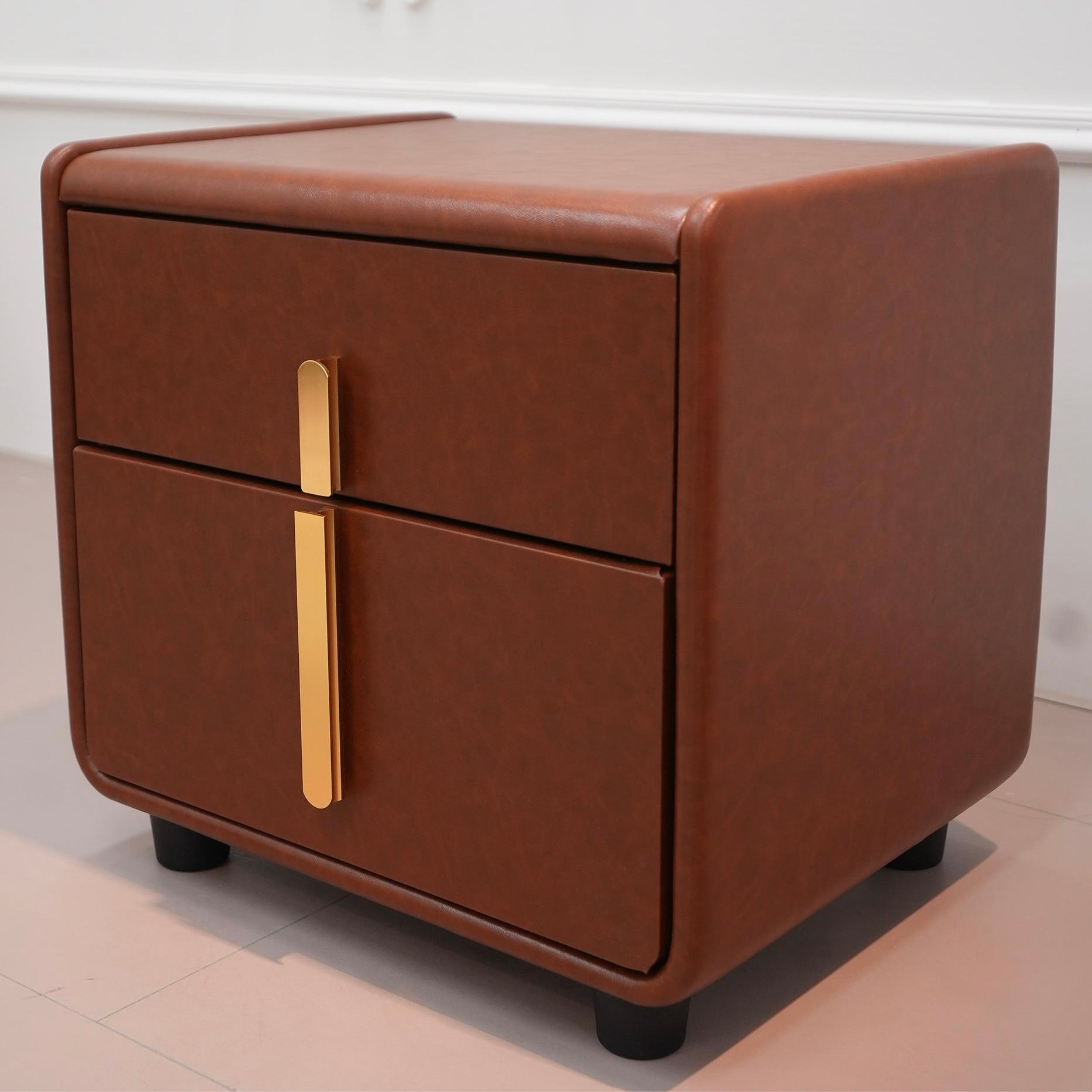 Olime 2pcs wooden leather nightstands