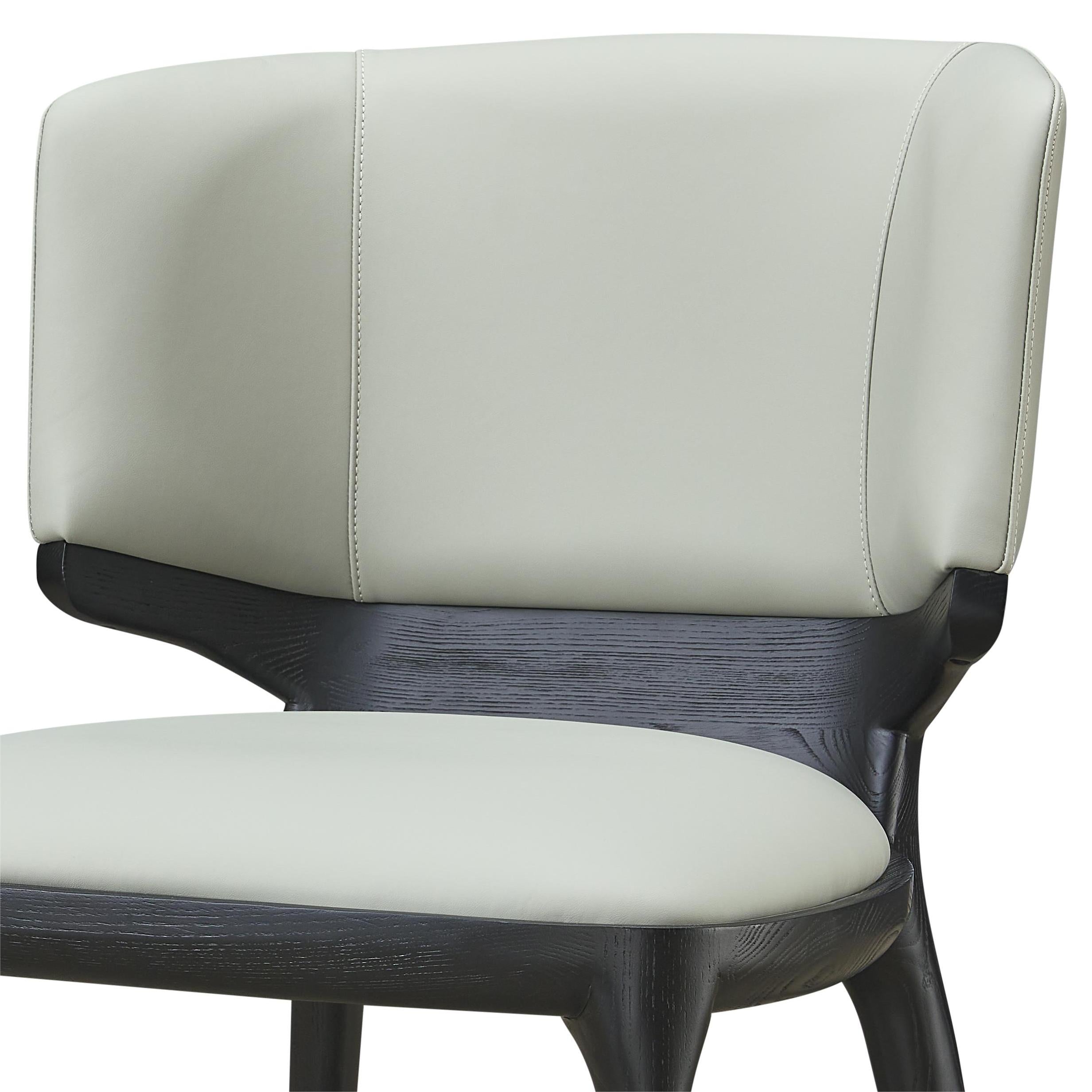 Tavros 2pcs ash wood leather dining chairs