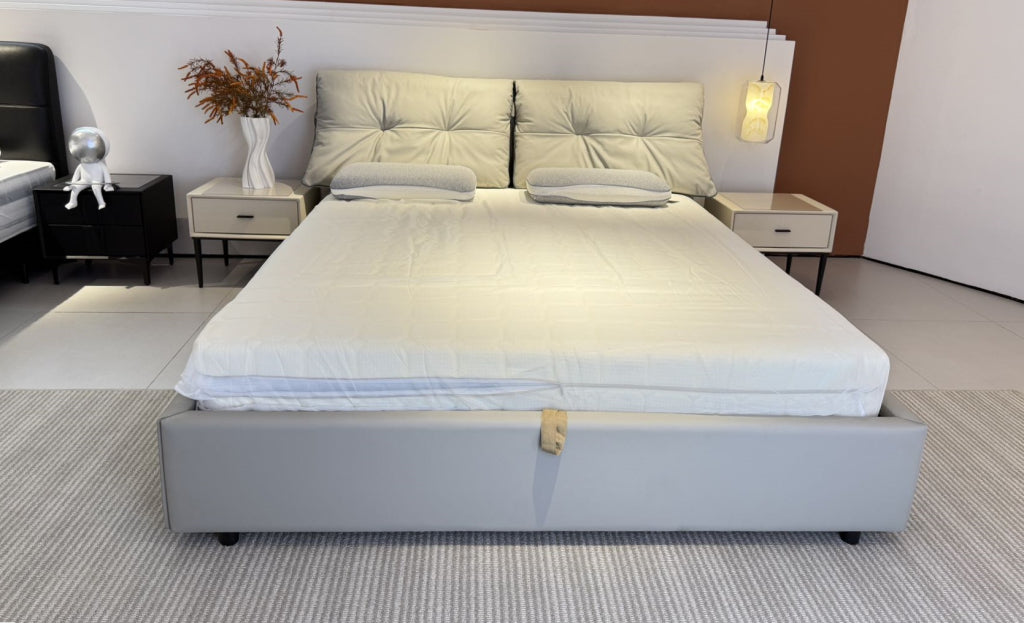 Taseno Leather solid wood bed