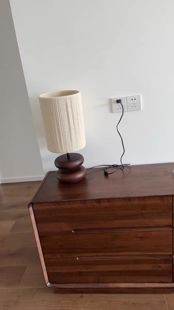 Flonew Solid wood rope lamp