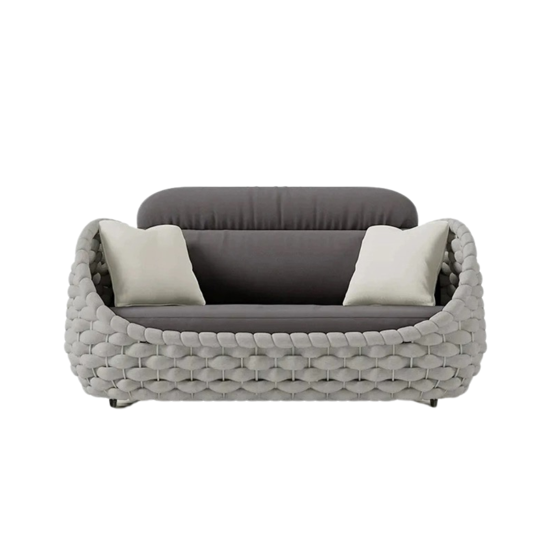 Tawoven Egg-shaped braided belt outdoor table and chair set