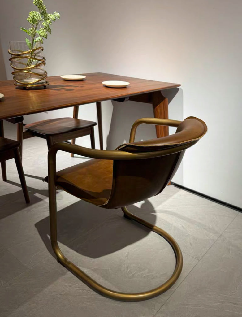 Berleto 2pcs full-grain leather with oil wax finish dining chairs