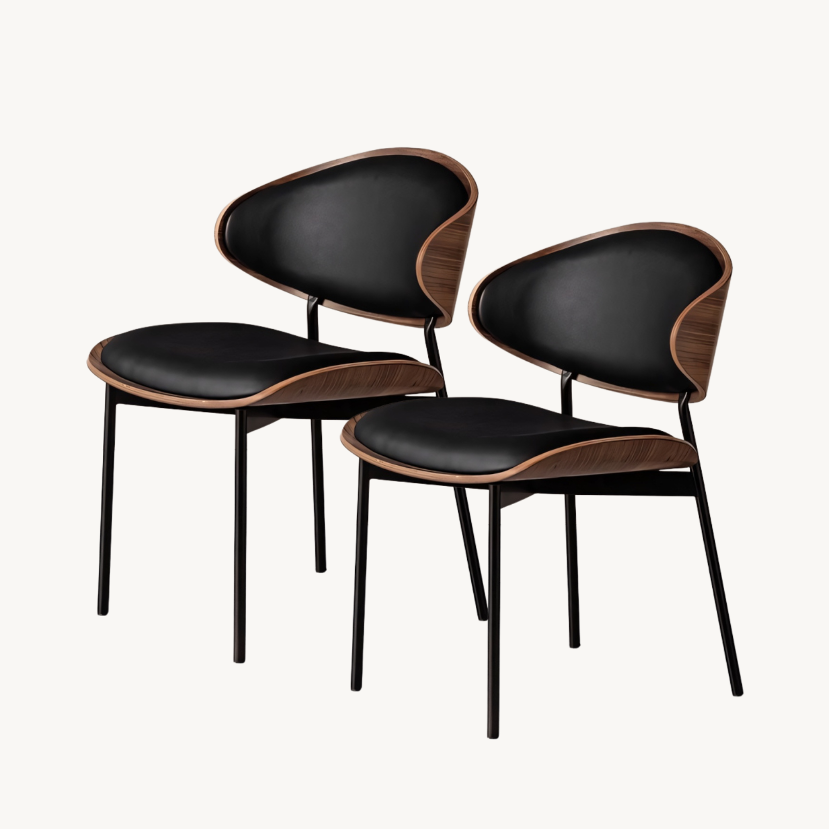 Dasey 2pcs solid wood leather dining chairs