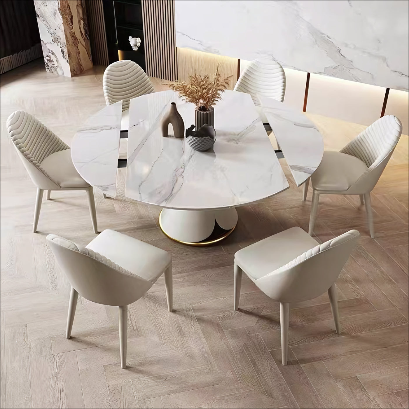 Jeffa Rotating and extendable round dining table