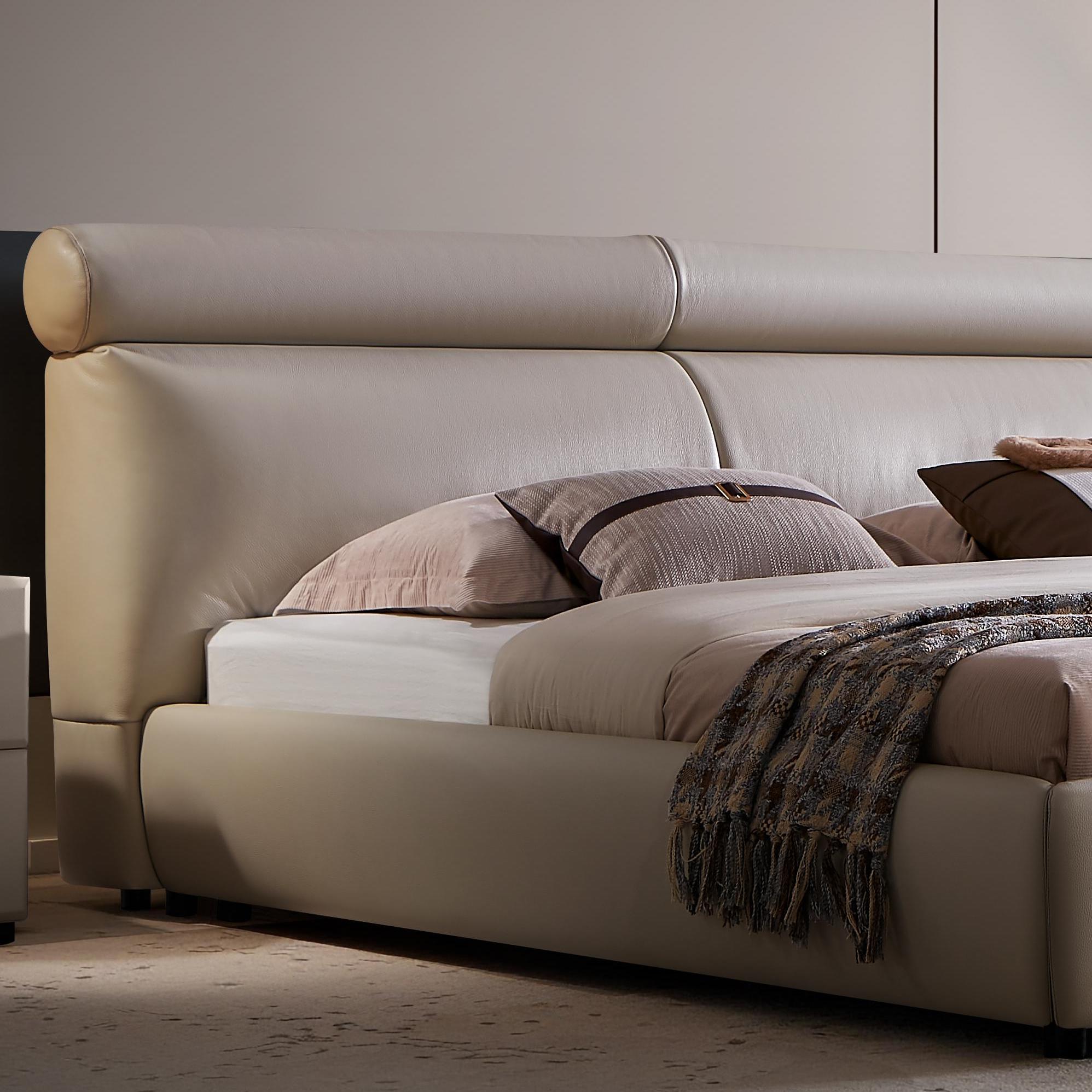 Bevina Leather solid wood bed