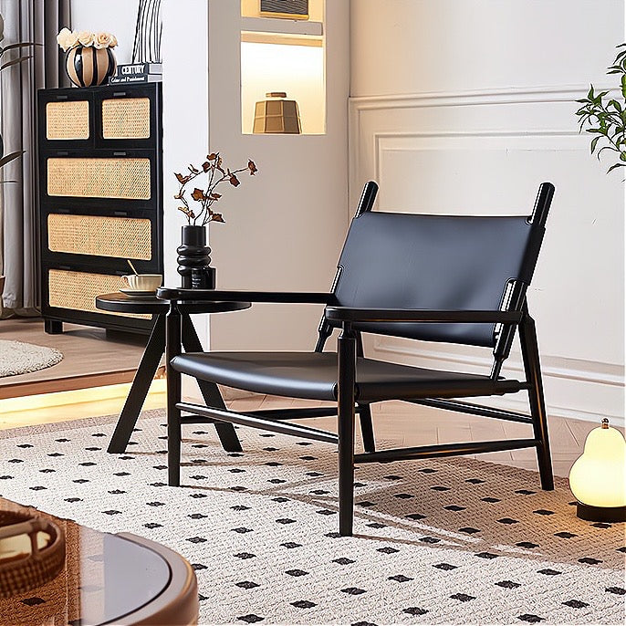 Xanian Ash wood leather accent chair