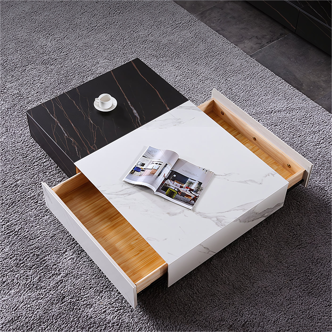 Palite Black&white rectangular coffee table