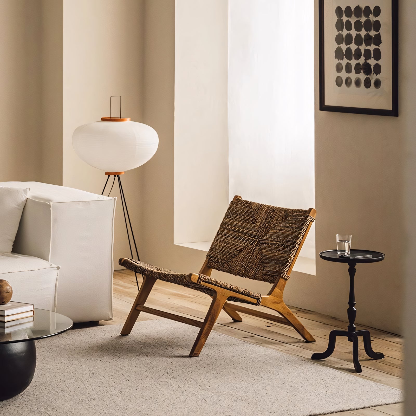 Alvaro Natural rattan ash wood lounge chair