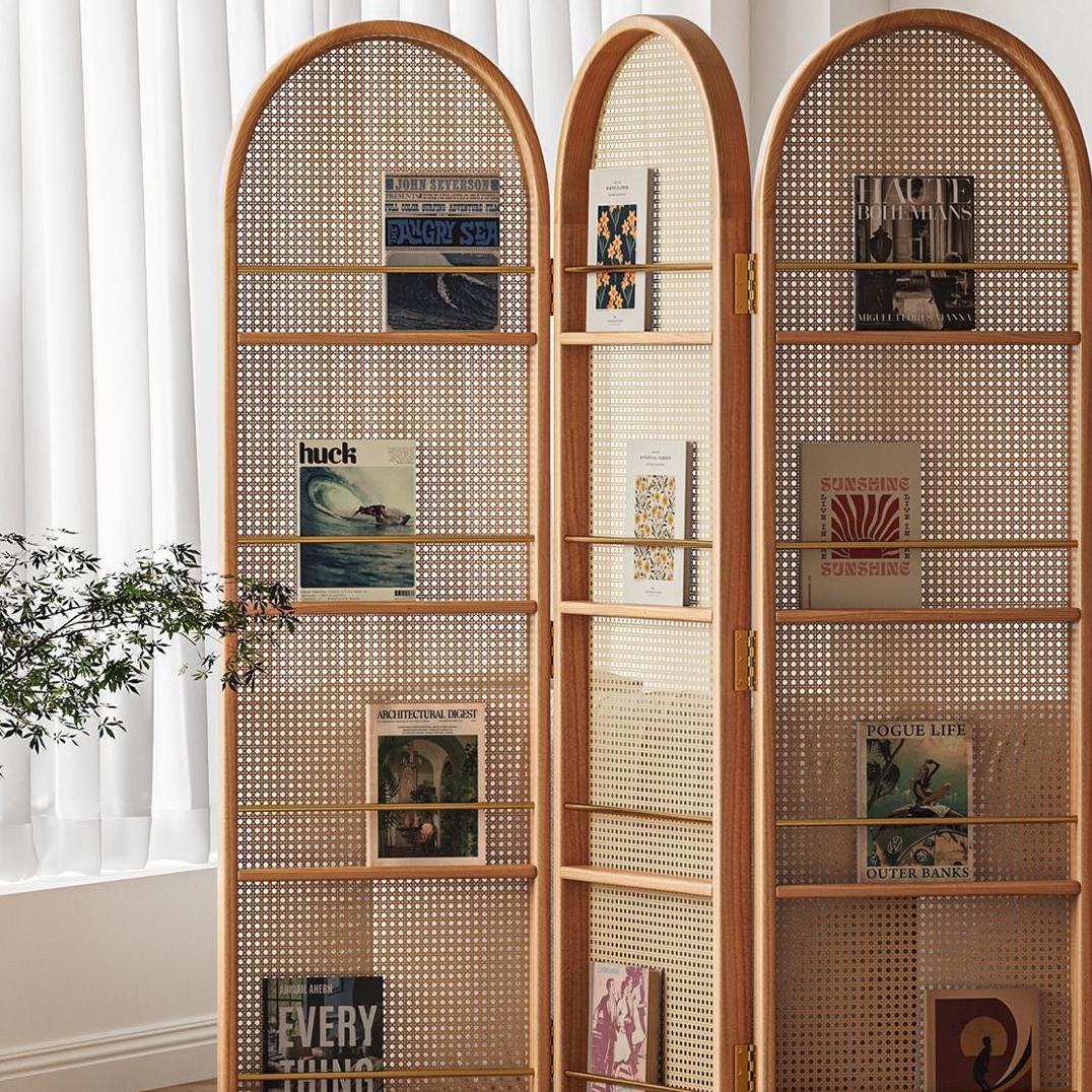 Feyda Ash wood natural rattan shelf