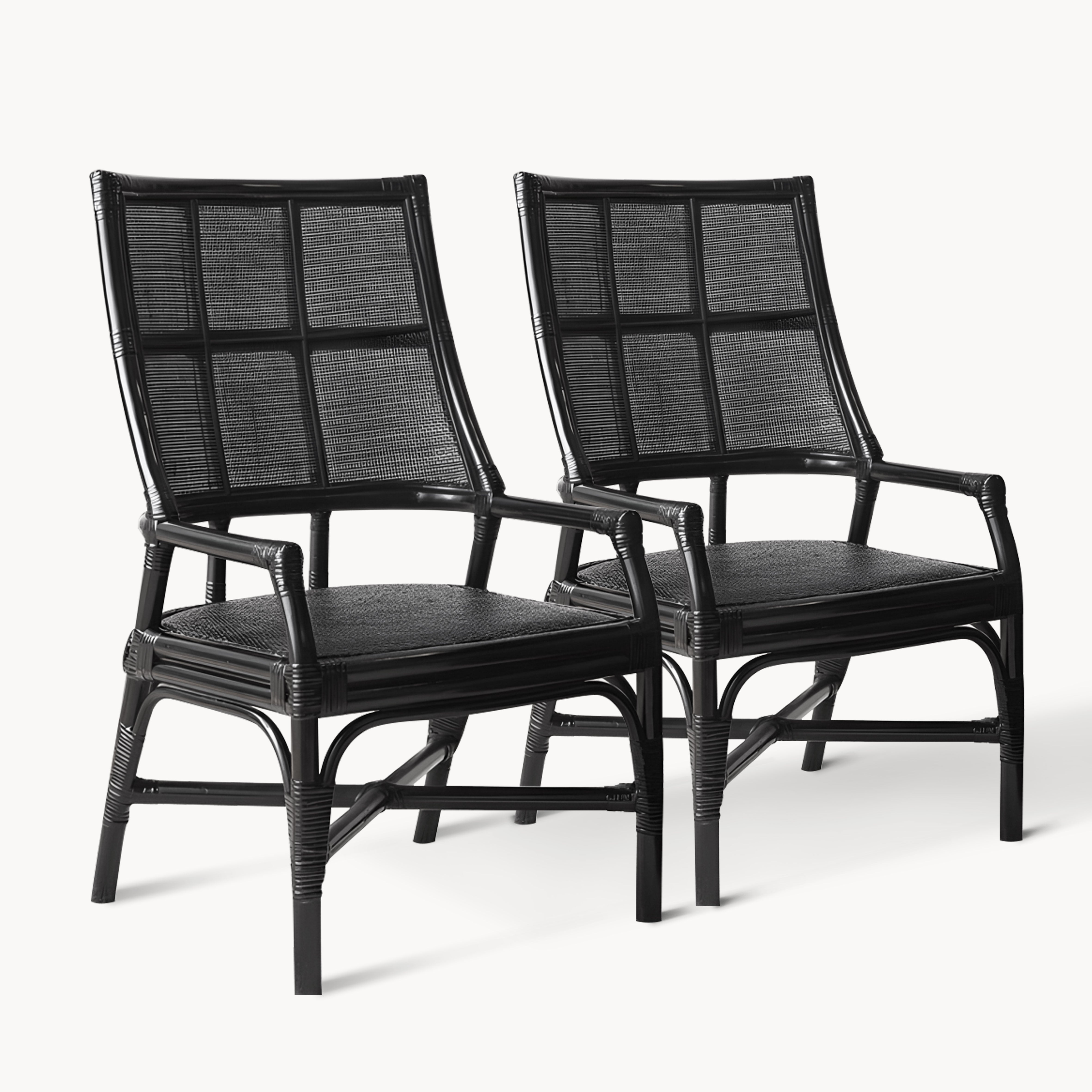 Savilom 2pcs ash wood natural rattan dining chairs