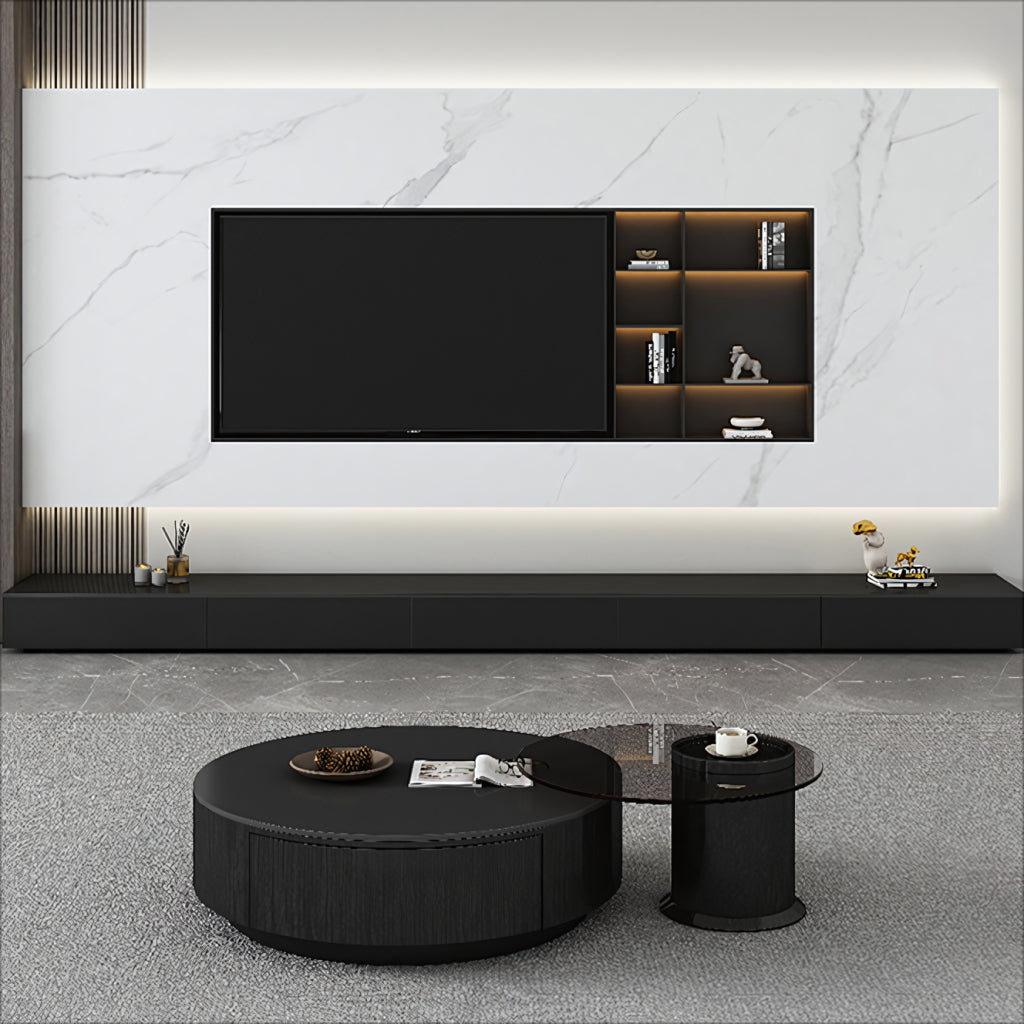 Wintoze Wooden pure black TV cabinet