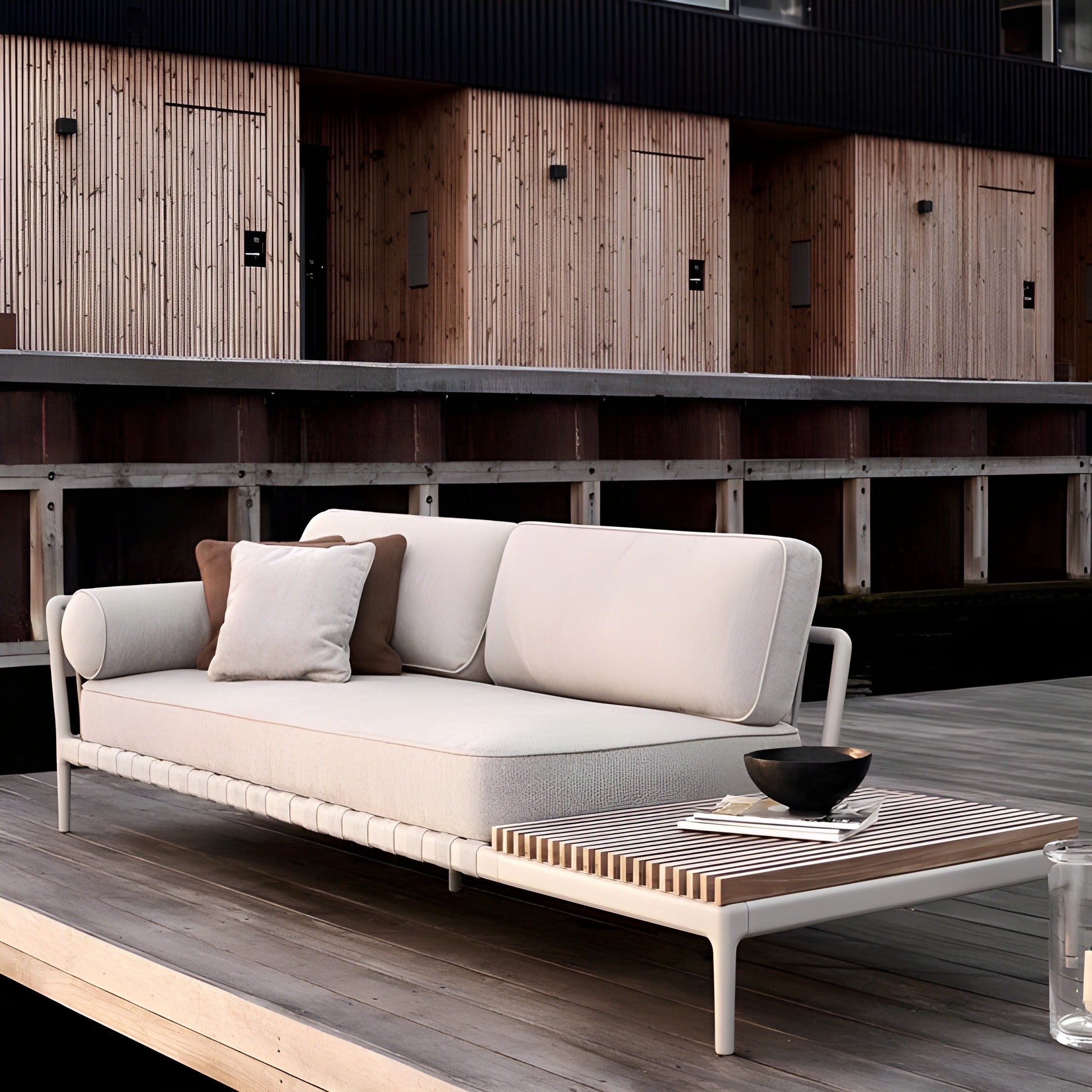 Higotor Outdoor teak double seat sofa with coffee table