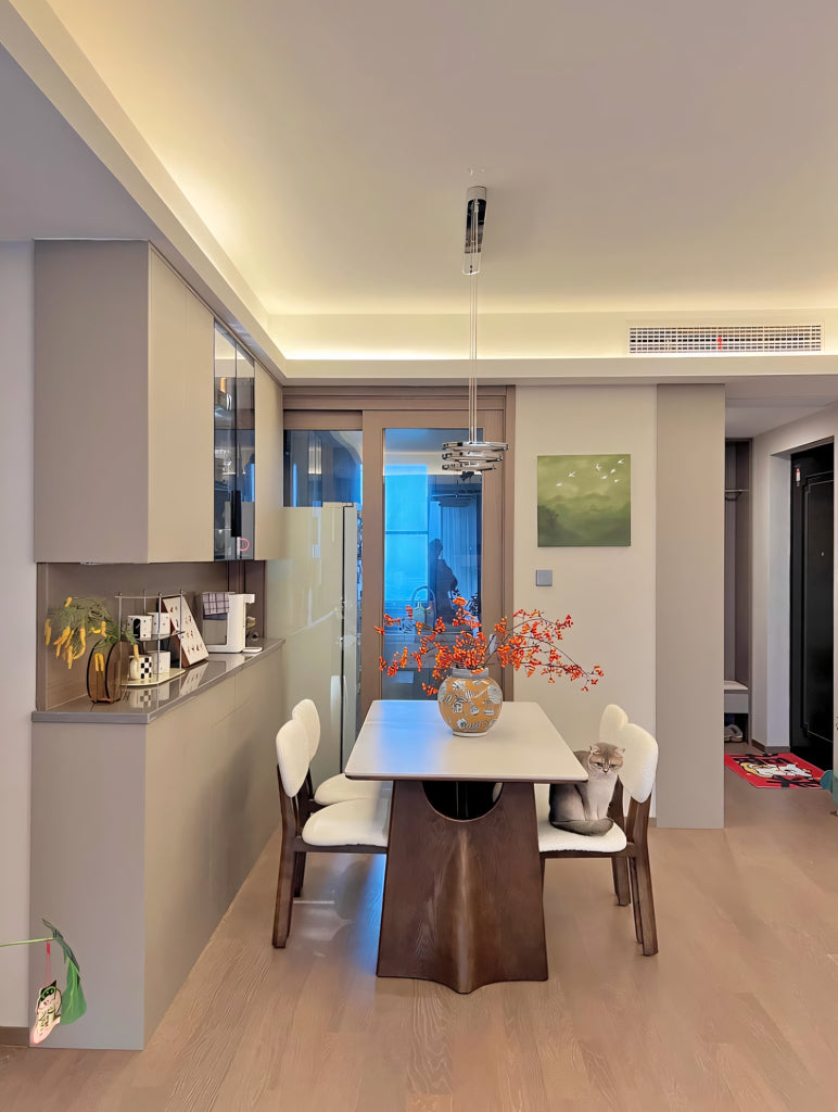 Yaleo Sintered stone solid wood rectangular dining table