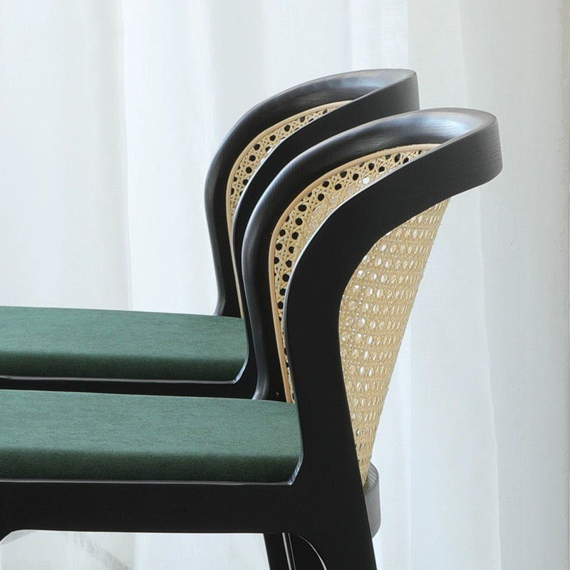 Glinlan 2pcs Ash wood natural rattan high chair dining chair