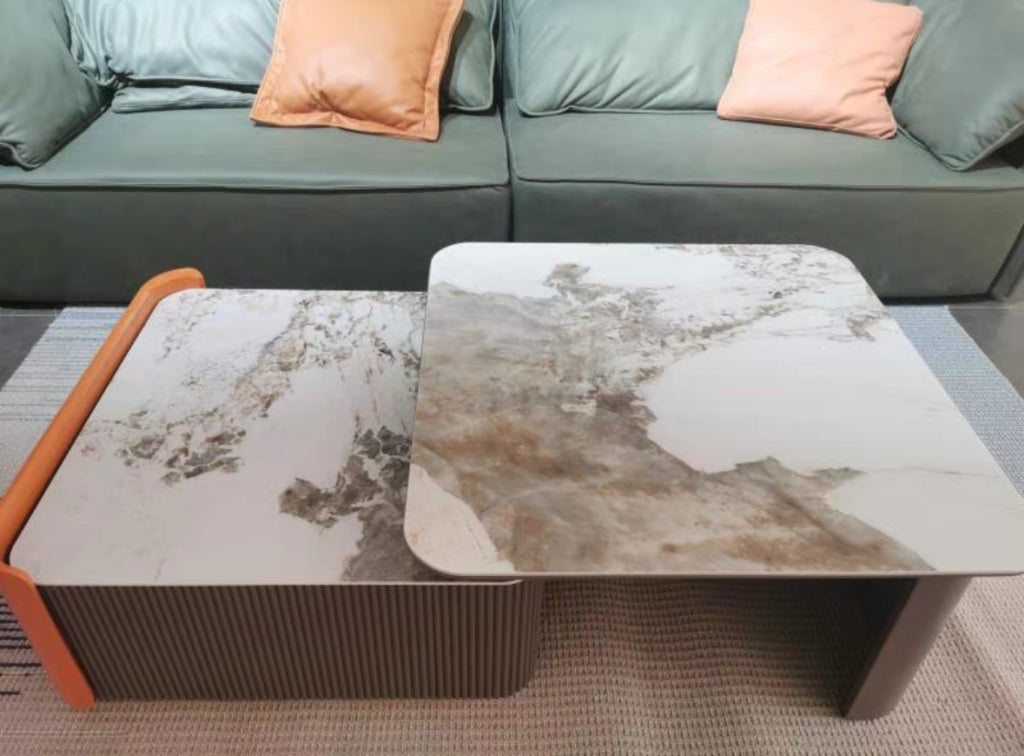 Evanes Foldable retractable square sintered stone coffee table