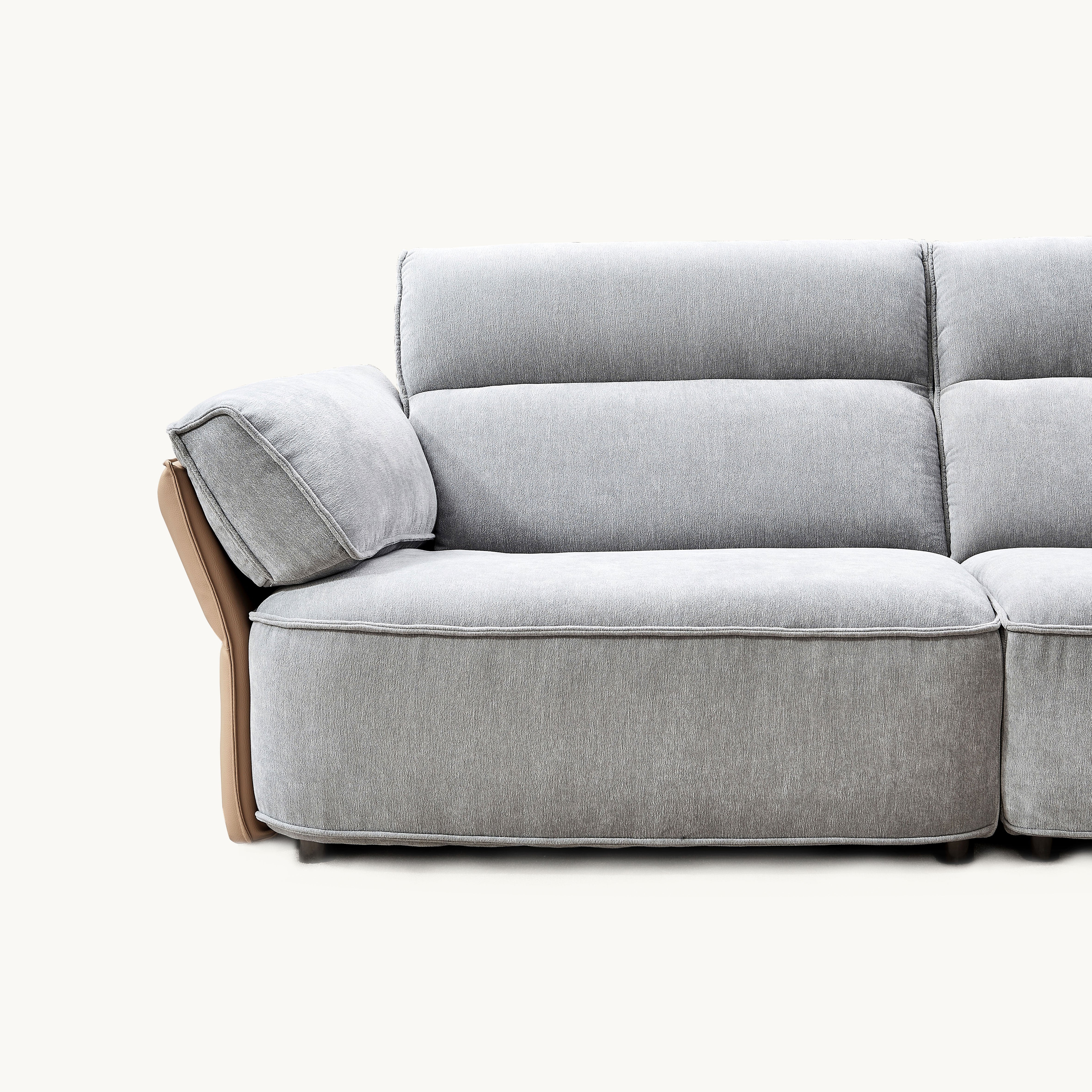 Welina Fabric with leather armrests straight sofa