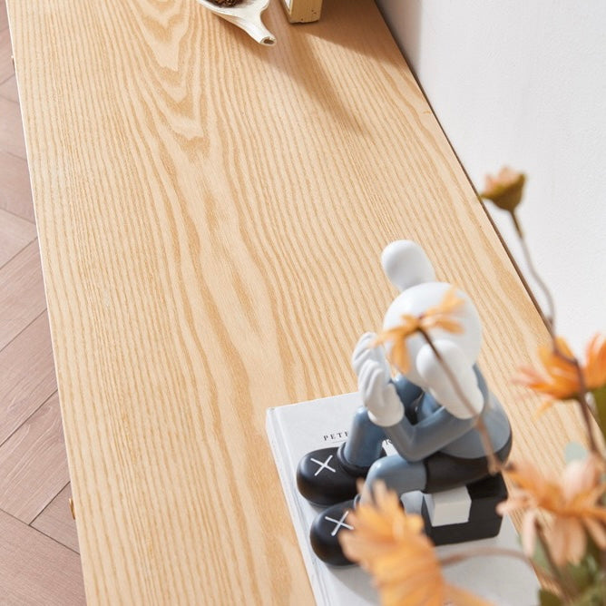 Dwinave Ash wood natural rattan TV cabinet