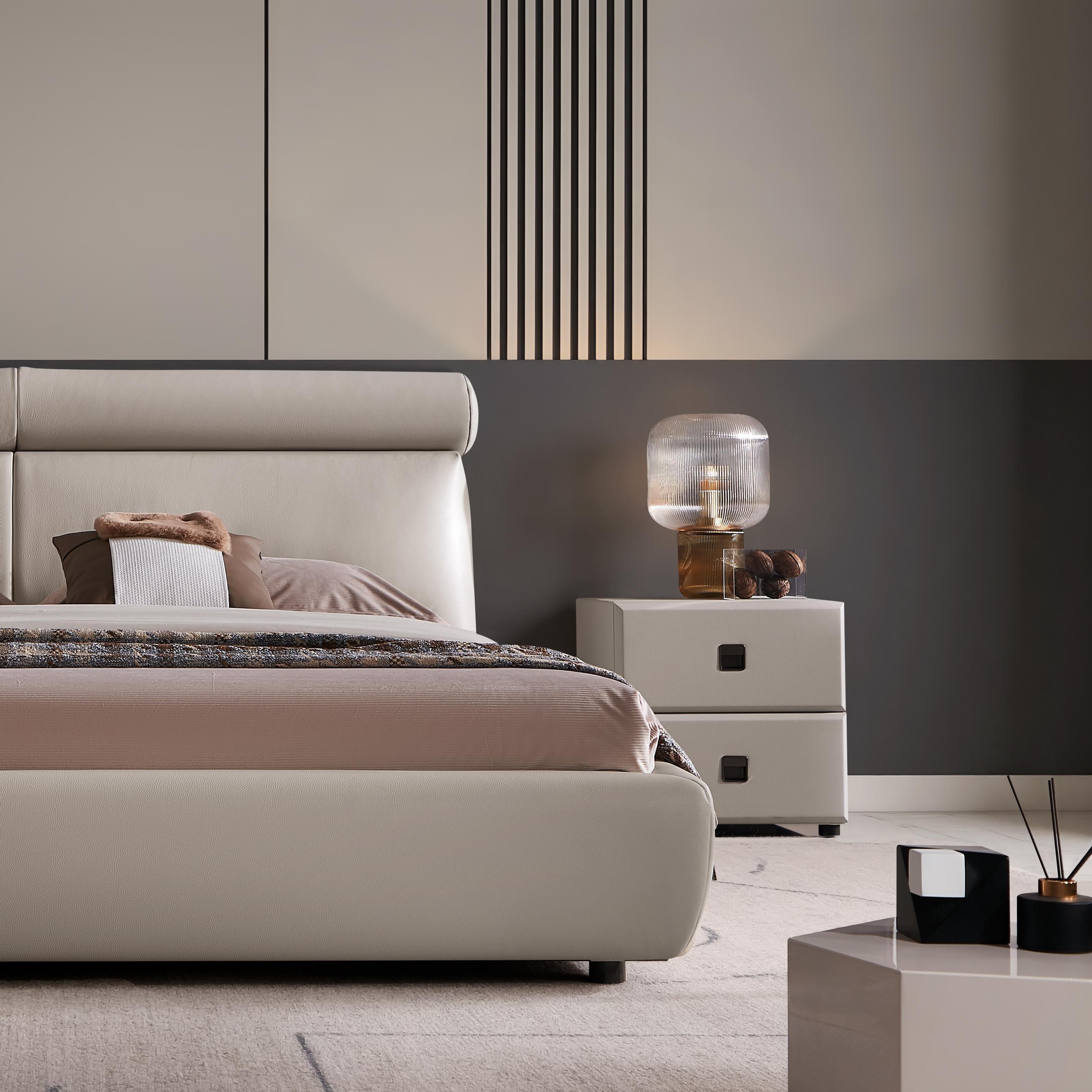 Bevina Leather solid wood bed