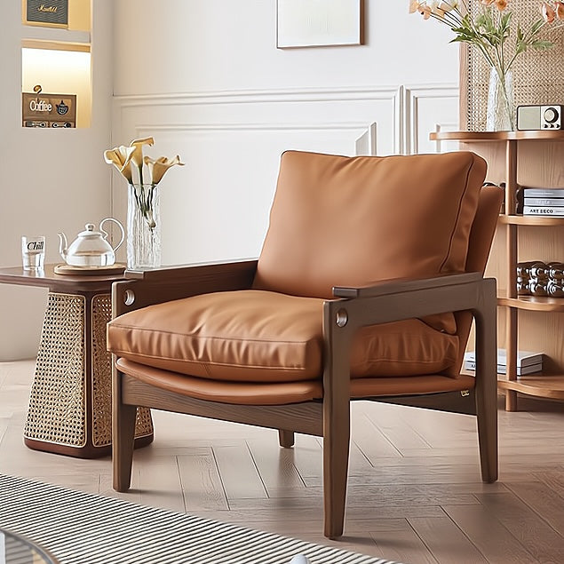 Sanavin Ash wood leather accent chair