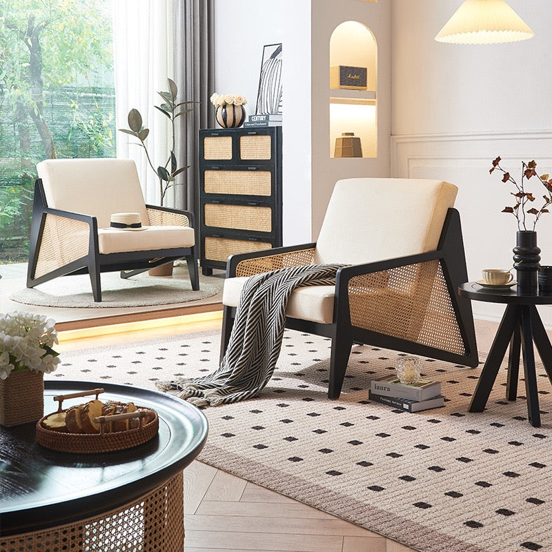 Flasito Ash wood natural rattan accent chair