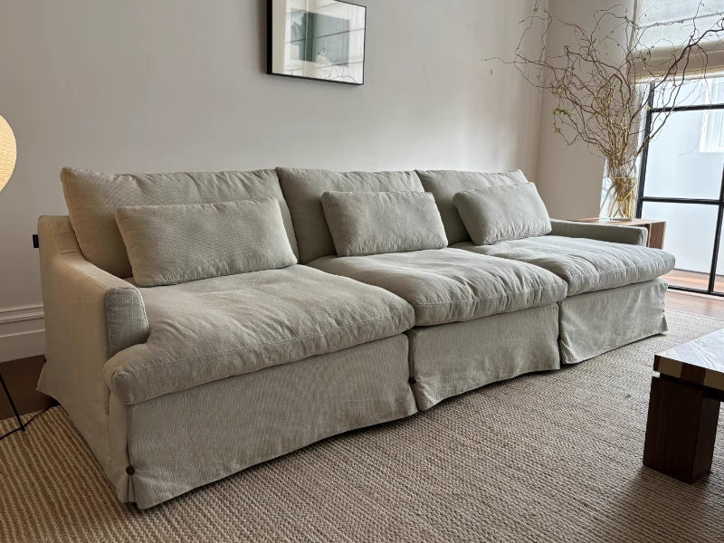 Vinza Washable natural linen fabric straight sofa