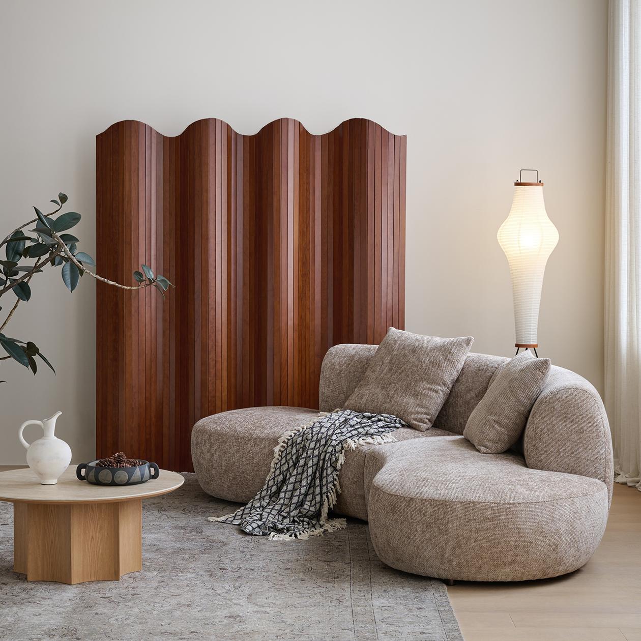 Vorki Fabric curved sofa-A