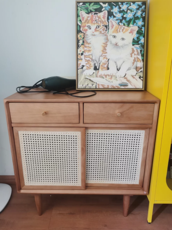 Dinalino Ash wood natural rattan sideboard-B