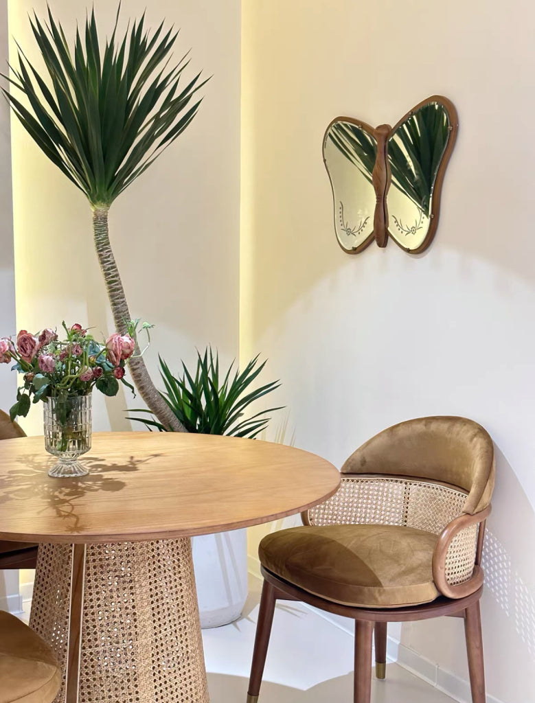 Hilarow 2 pcs ash wood natural rattan dining chairs