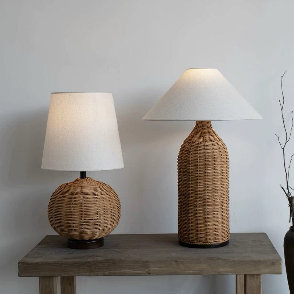 Ermise Natural rattan solid wood lamp-A