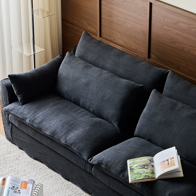 Gulit Washable natural linen fabric straight sofa-A
