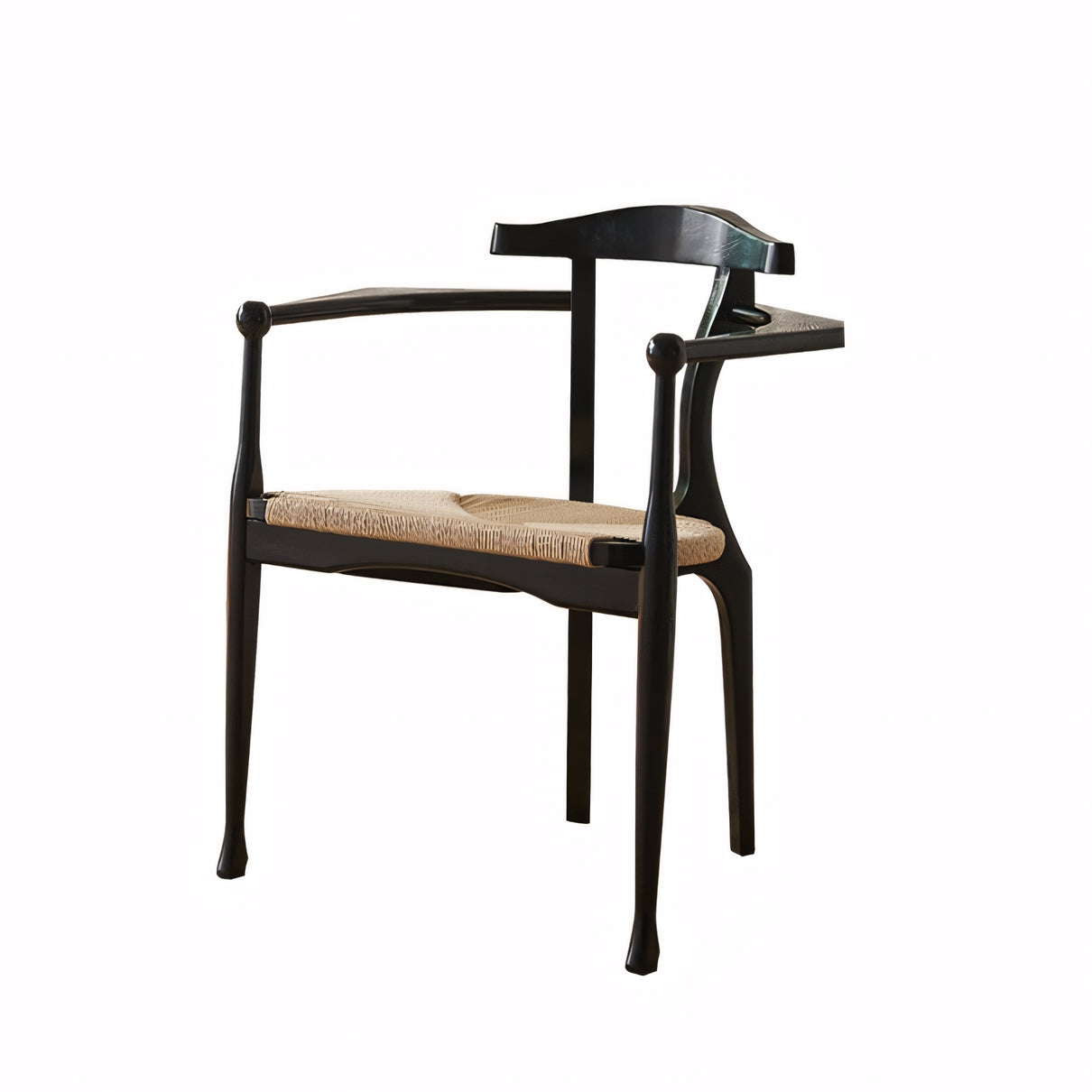 Ginos 2pcs ash wood natural rattan lounge chair dining chairs